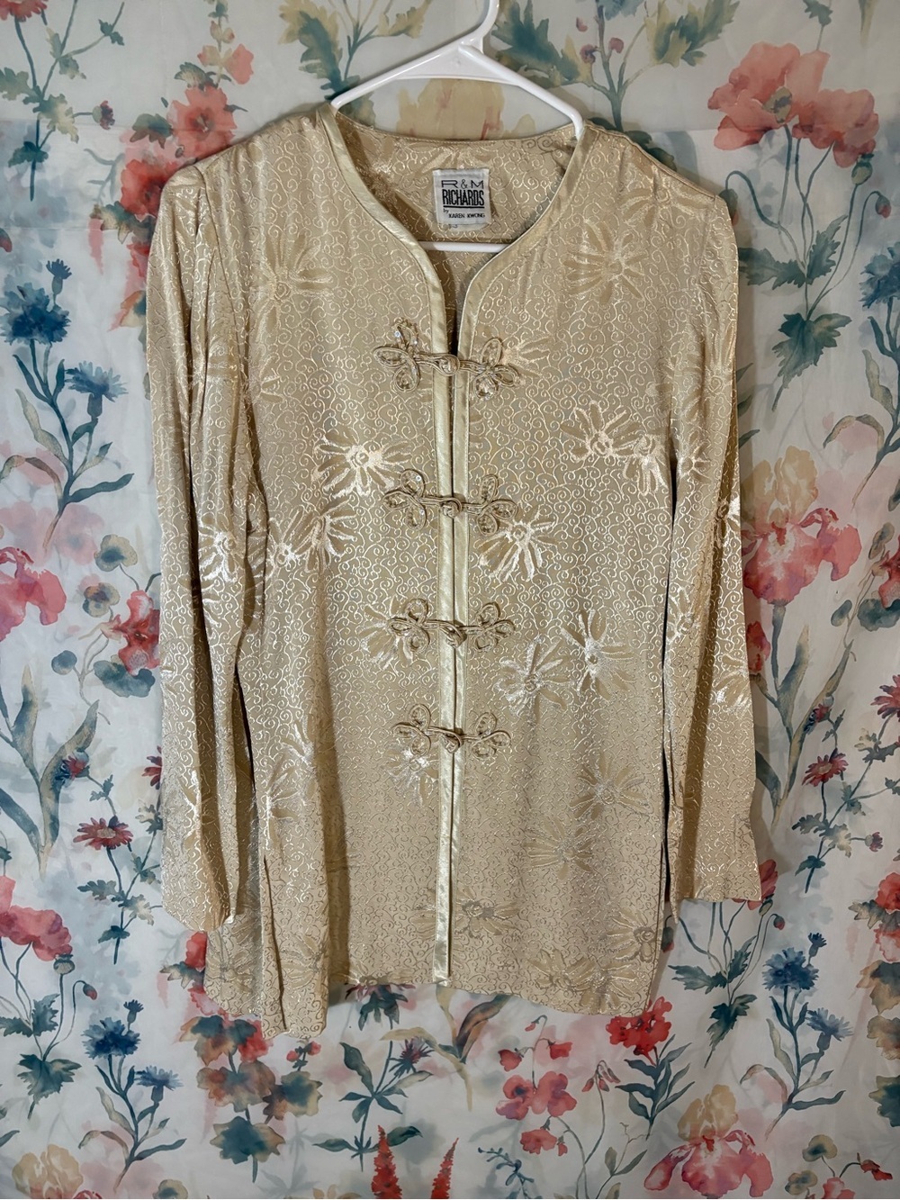 Vintage R & M Richards Gold Brocade Button-Down Top